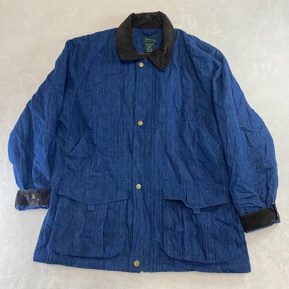 Scandia Woods Button Zip Chambray Corduroy Jacket Plaid Flannel Quilted Lining L - Picture 9 of 16